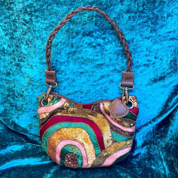 Entra sequined leather shoulder bag - Picture 1 of 5